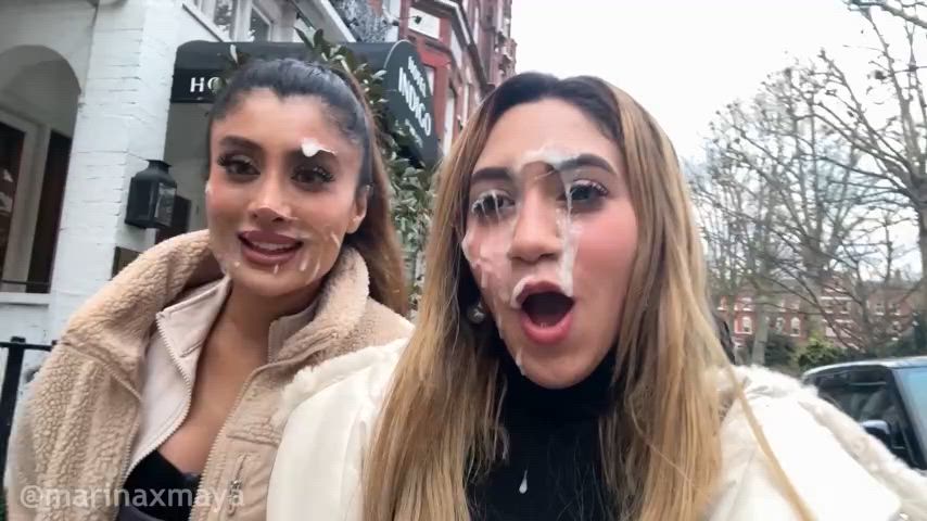 Walking with cum on their faces