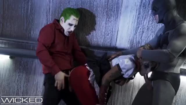 Joker, Harley Quinn and Batman parody threesome