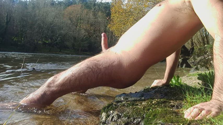 boner sunbathing in the river