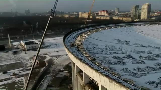 Sports Complex collapses while being dismantled (St. Petersburg, Russia, January