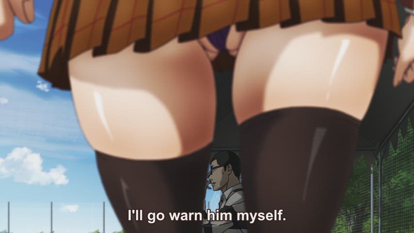 anime boobs cleavage ecchi schoolgirl skirt stockings thong upskirt clip