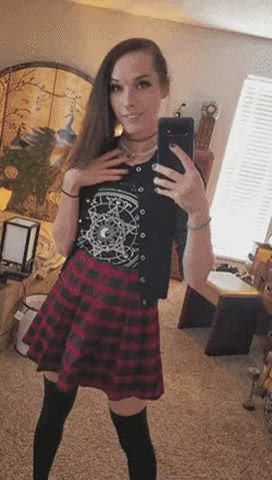 Cock Girl Dick Girlfriend Goth OnlyFans Schoolgirl Skirt Socks Upskirt clip