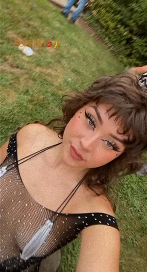 booty brunette festival fishnet natural tits onlyfans petite public small tits clip