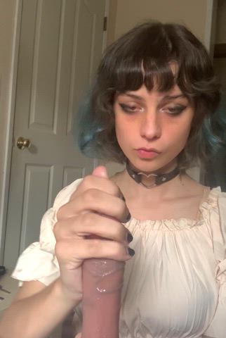 could I be ur goth femboy gf and suck ur dick like this alll day?🥺😘🫦💖