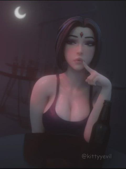 3d animation big tits blowjob clothed cum in mouth deepthroat face fuck goth raven