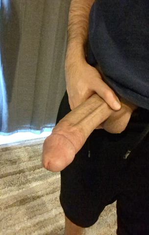 Teasing and stroking my thick cock on Sunday morning