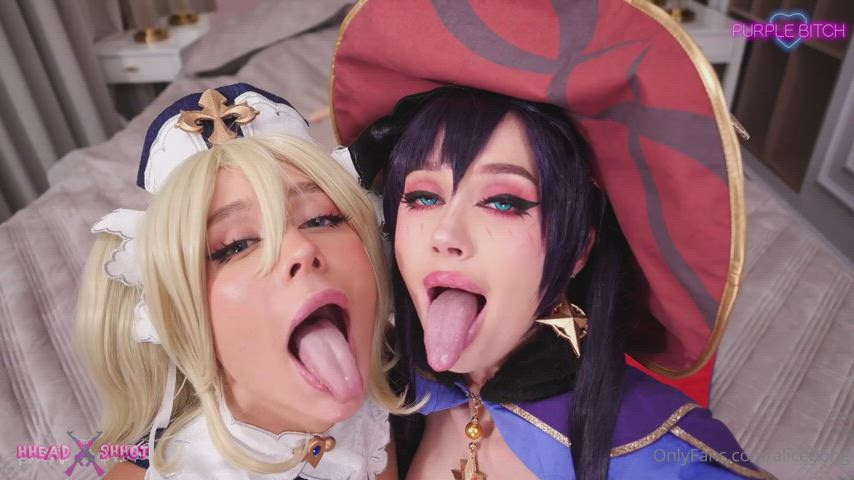 ahegao cum cum in mouth cumswap facial fake french kissing lesbian tits clip