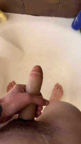 Fun in the shower with my prosthetic dick.