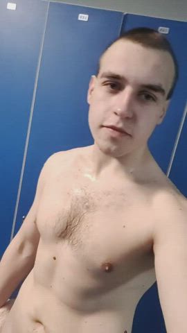 [21]Jerking off in gym locker room. Would you rather spy or join in?