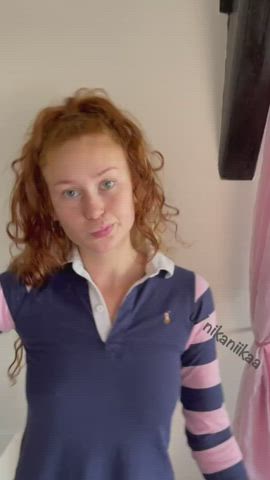 dress hairy pussy innies innocent ponytail pussy redhead teen upskirt clip