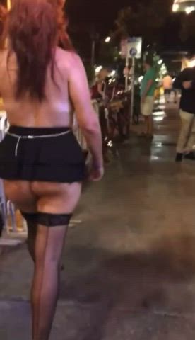 ass ass clapping exhibitionism exhibitionist outdoor public skirt stockings upskirt
