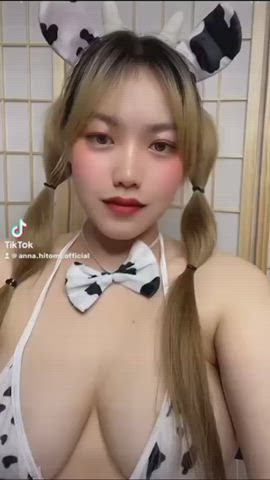 asian big tits boobs busty cosplay costume cowgirl tiktok tits clip