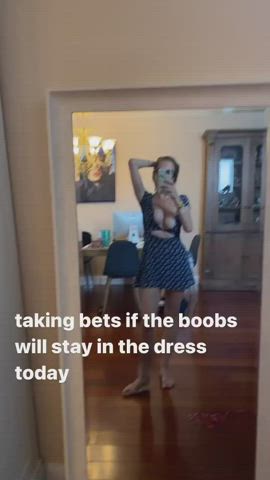 Taking bets if the boobs will stay in the dress today