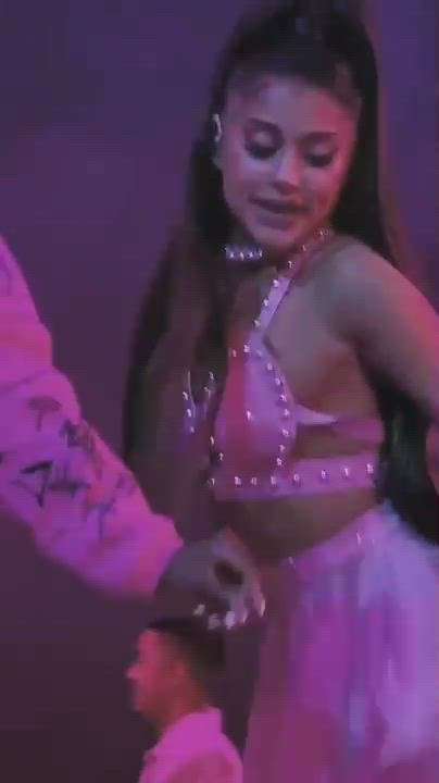 Ariana starts grinding her ass on your crotch, so you grab her wrists/waist giving