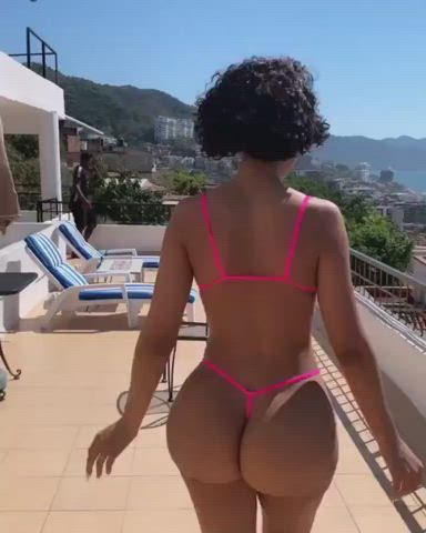 Arab Big Ass Booty Bubble Butt Ebony Fake Ass Loop Outdoor Short Hair Thong clip