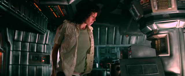 Sigourney Weaver strips to her tiny space panties in Alien (4K, brightened, color