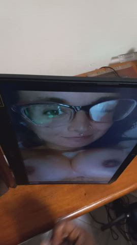 cum cum on tits cumshot facial glasses male masturbation tribute clip