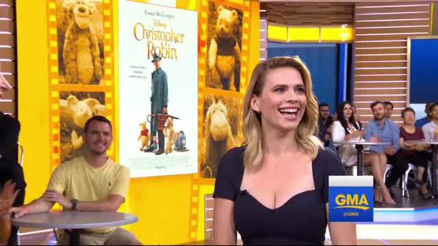 Hayley Atwell - Blue Dress, July 2018, promoting Christopher Robin - GMA interview