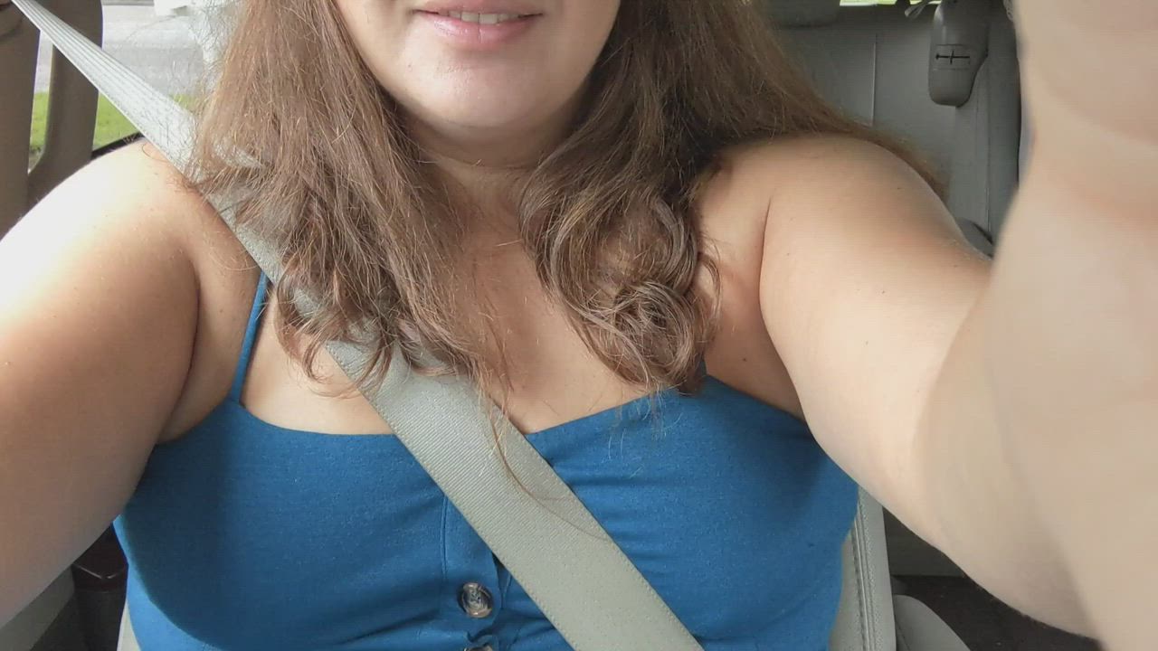 Dared to take my dress off in the car...one button at a time (f)