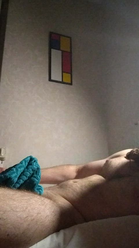cock erection male masturbation masturbating towel uncut clip