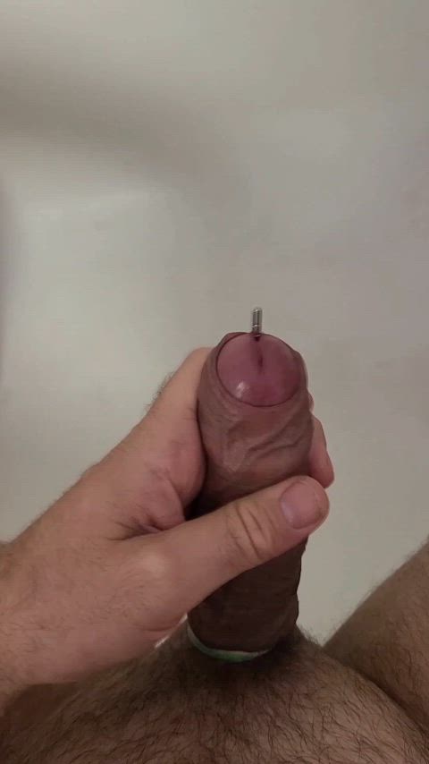 cock cum male masturbation masturbating object insertion penis solo sounding clip