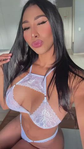 big tits boobs brunette cute latina lingerie pussy sex tits clip