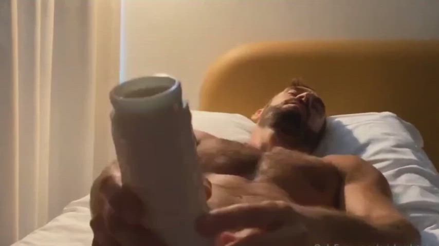 daddy fleshlight gay hairy chest hairy cock handjob clip