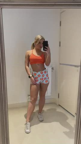 blonde fitness fitting room small tits tanned tiktok clip