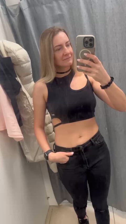 amateur blonde changing room fansly fitting room jeans milf petite public white girl