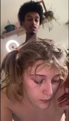 BBC Blonde Green Eyes Interracial Role Play Small Tits Submissive clip