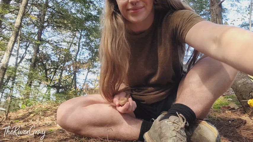 Hiker Smoking and Showing Off