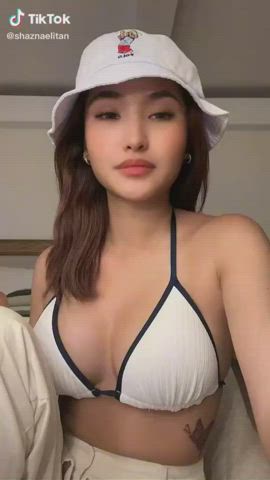 asian ass bikini body boobs dancing model short hair tiktok clip