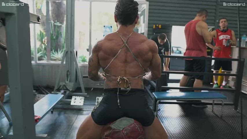 Bodybuilder Muscular Girl Workout clip