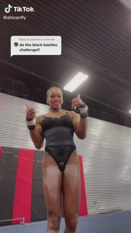 african american fitness gymnast muscular girl sport tiktok clip