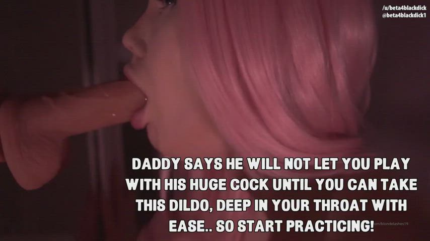 No playing with his huge cock until you can take your huge dildo with ease!