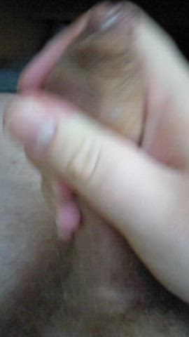 Squeezing that cum out of my foreskin!