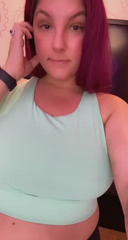 My big tits did not want to come out of that sports bra