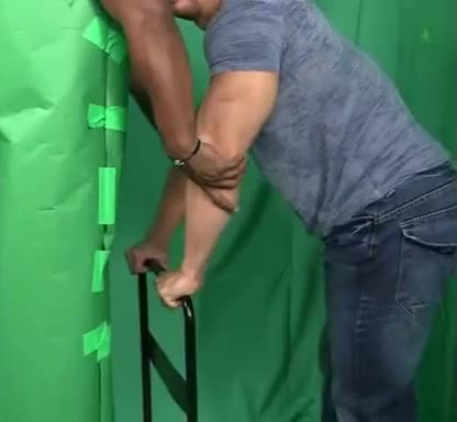 Rare behind the scenes footage of a special effects guy moving an Ent around on the