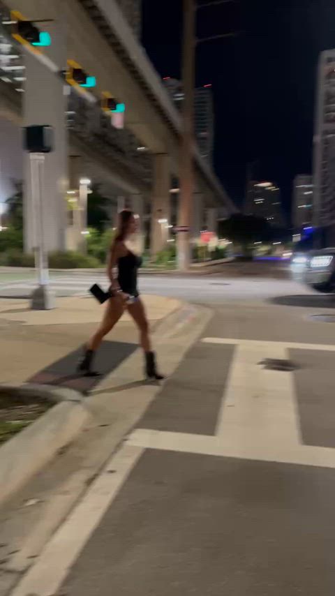 Flashing while walking the road