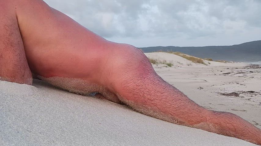beach exhibitionist male masturbation masturbating nudist nudity rubbing clip