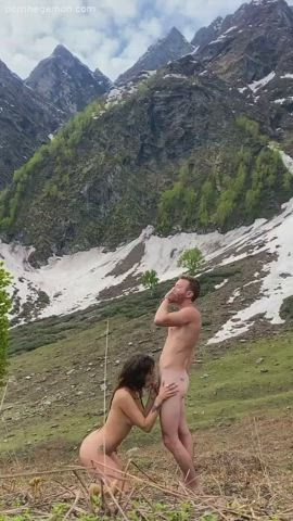 amateur couple girlfriend natural outdoor clip