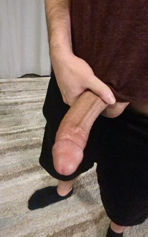 Up late stroking my thick cock tonight