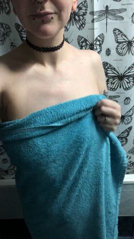 After shower titty towel drop :)