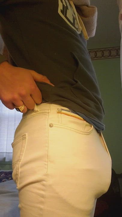 Fat cock in tight pants.
