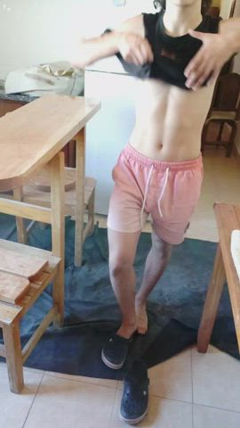 19 years old getting naked while working in dad's garage