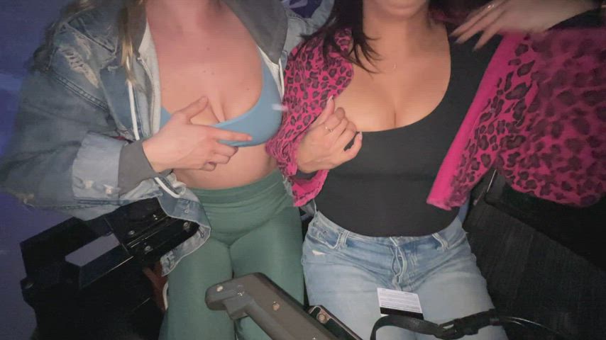 Finding the most hidden spot in Dave and Busters to pull our tits out