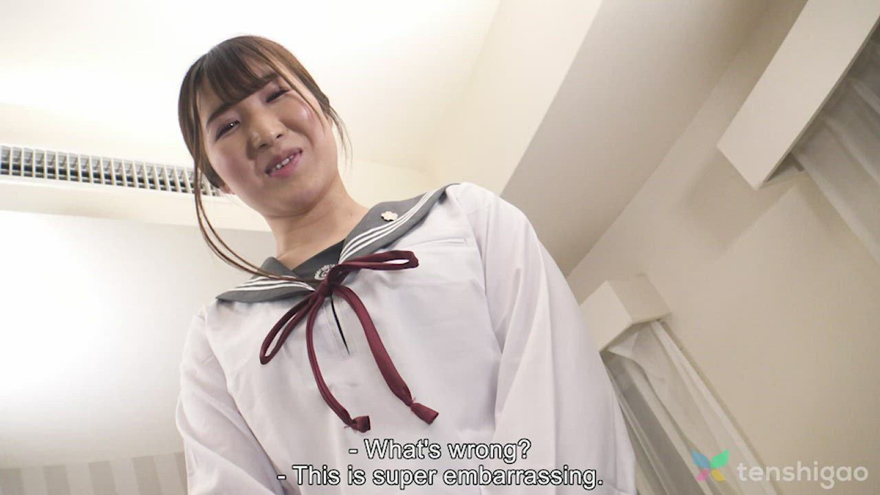 Manami Morishita puts on a schoolgirl uniform for the foot job she gives