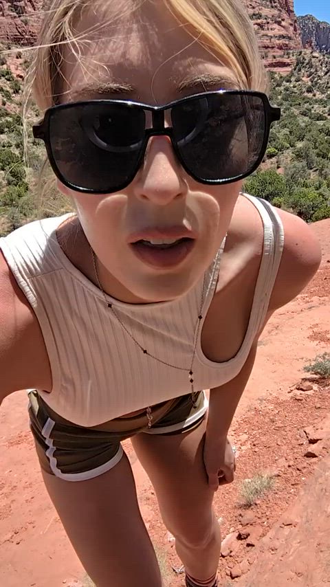 amateur blonde outdoor selfie stripping clip