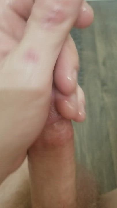 Big Dick Close Up Handjob Oiled Precum Sensual clip