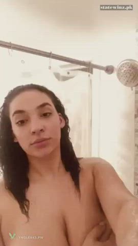amateur busty ebony natural tits shower topless clip
